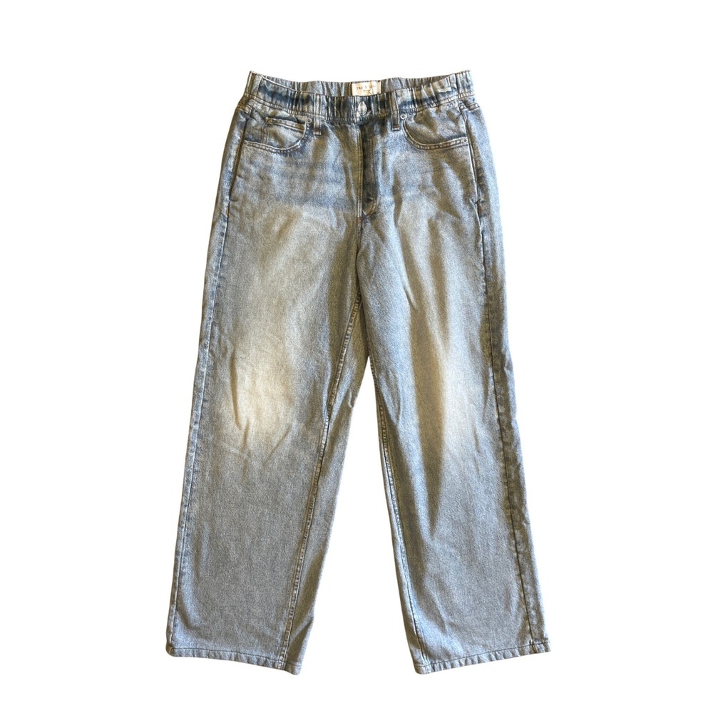 Rag & Bone Miramar Wide Leg Denim Print French Terry Pants Light Indigo M